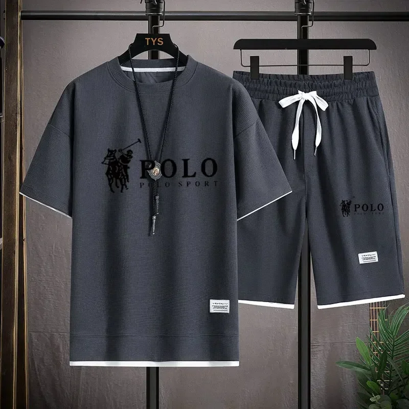 "2025 Men's Short-sleeved T-shirt + Sports Shorts Two-piece Summer Fashion Breathable Fitness Casual Jogging Set. - Image 3