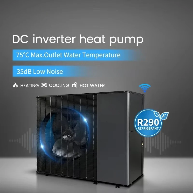 9KW 16KW 18kw Heating Cooling DHW Pump 35db R290 DC Inverter All in One Air Source Heat Pump Air Water Heater