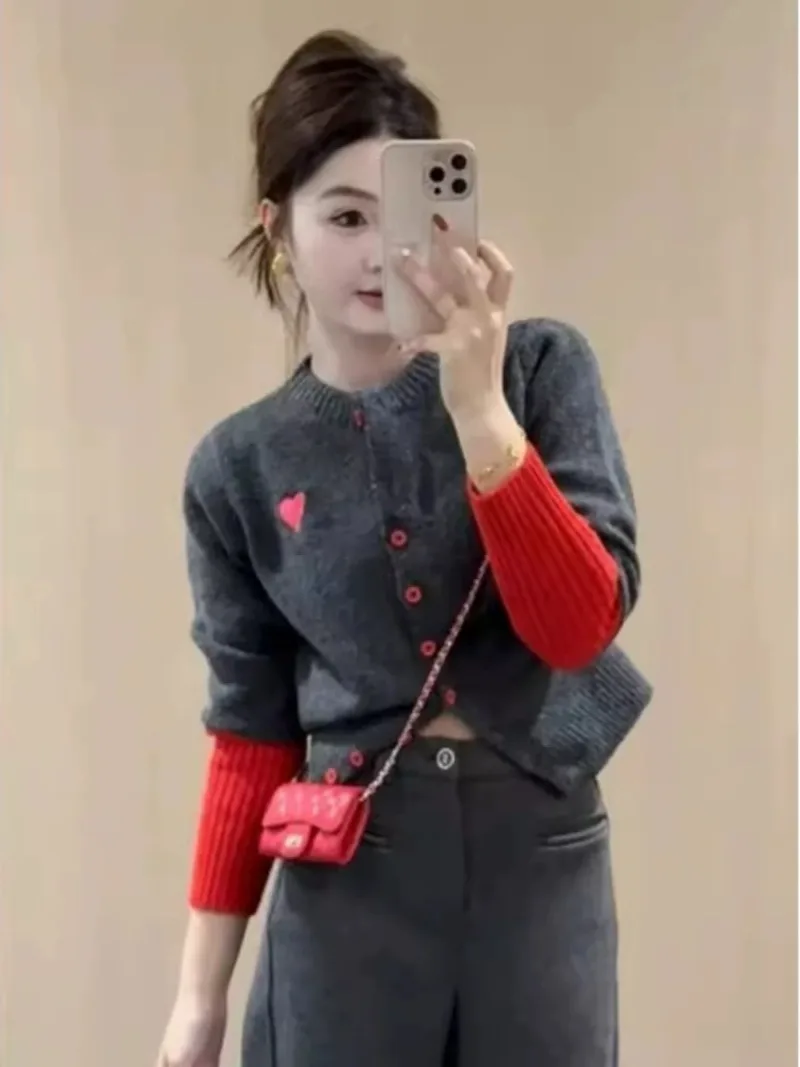 Kardigan Rajut Wanita Lengan Panjang Musim Gugur Pakaian Populer Korea Atasan Sweater Rajut Wanita Pakaian Musim Gugur Pakaian Wanita Korea