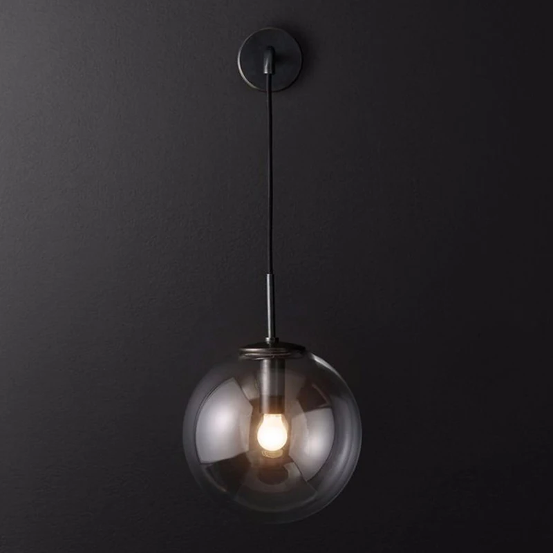 Modern Glass Shade Wall Lamp LANGUEDOC SCONCE Light Hotel Restaurant Doorway Vanity Bedroom Cafe Glass Globe Bracket Lights