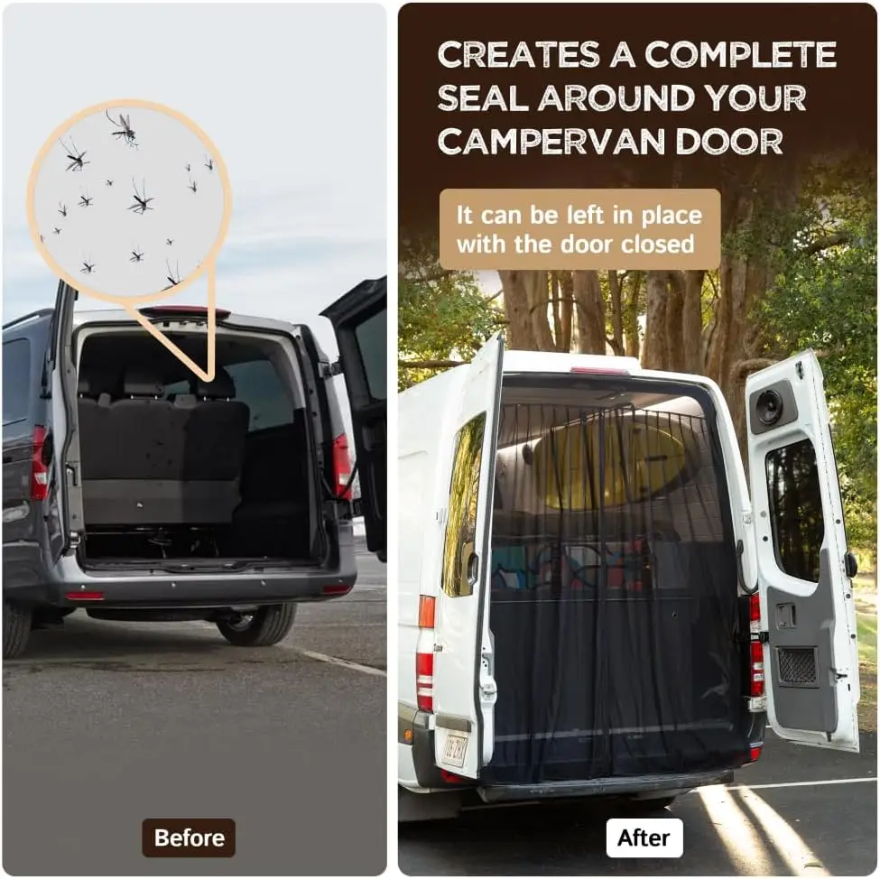 For Mercedes Benz Sprinter Ford Transit Standard Roof Auto Rear Door Mosquito Flyscreen Mosquito Net With Center Zipper Closure