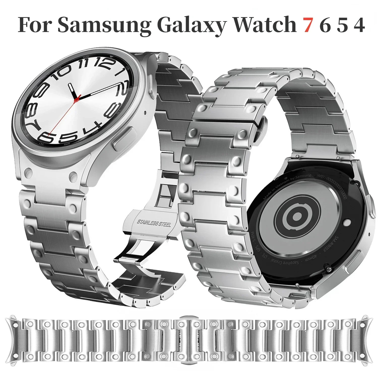 

Металлический ремешок для Samsung Galaxy Watch 7 6 5 4 44 мм 40 мм браслет из нержавеющей стали Watch 6 4 Classic 47 мм 46 мм 43 мм ремешок