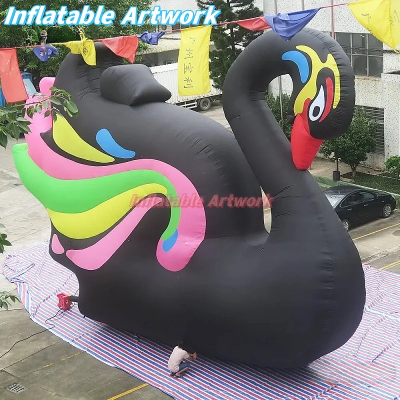 Personalized Air Blow ups Black Giant Inflatable Swan Mascot for Event Party Supply Toy