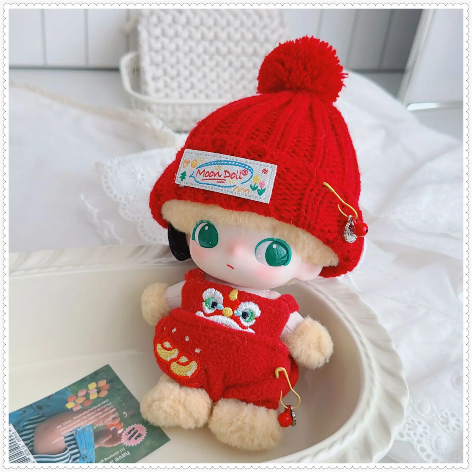 귀여운 미니 아이돌 인형 옷 10-15cm 플러시 인형 옷 액세서리 레드 세트 새해 장식 팬 소녀 컬렉션 선물