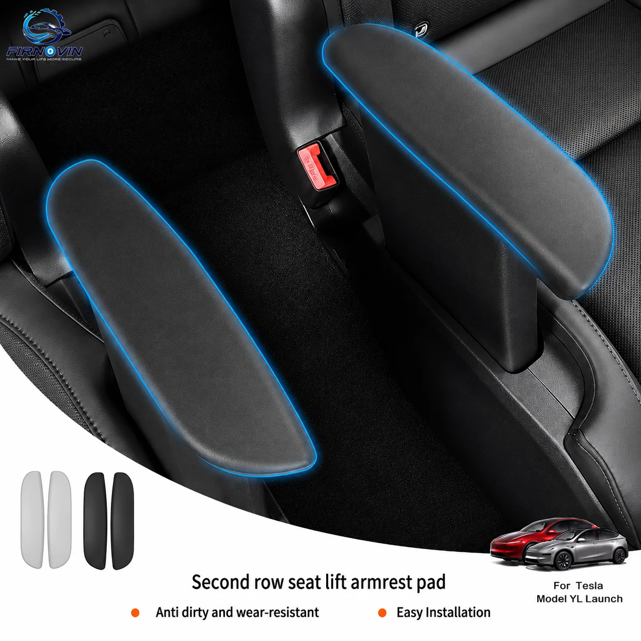 For Tesla Model YL 2026 6-Seater Second Row Armrest Protective Cover Anti-Dirt Wear-Resistant Interior Accessories