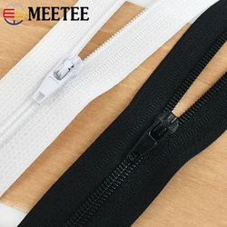 Meetee 5/10Pcs 40-300cm 3# Nylon Zipper Black White Open-end Zippers Down Jacket Coat Shoes Auto Lock Zips DIY Sewing Accessory