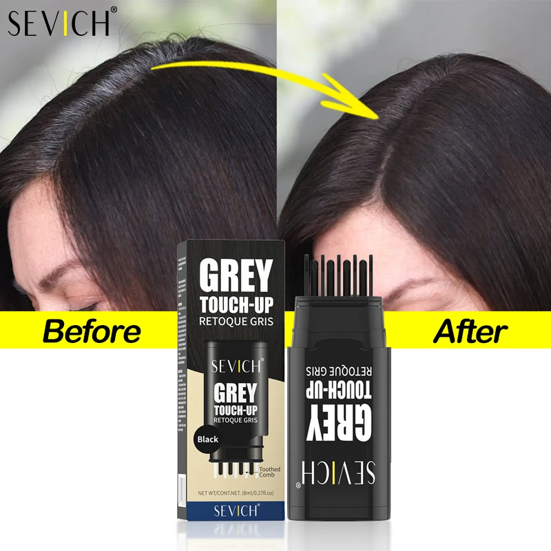 

SEVICH Black Brown Hair Dye Pen One-time Temporary Hair Dyeing Stick Instant Gray Root Coverage Hair Color Stick Hair Concealer