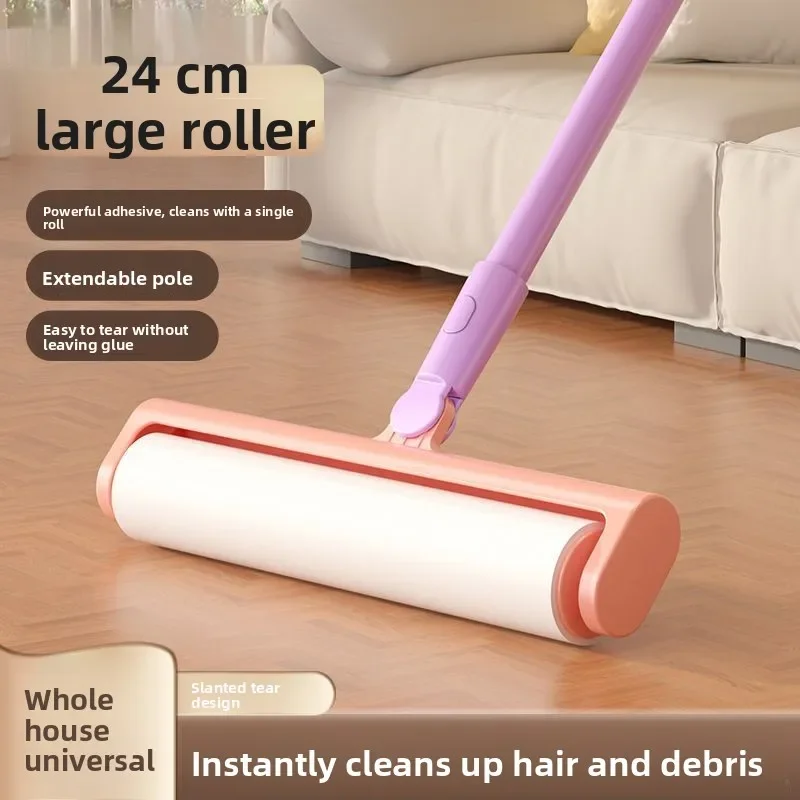 Long Handle Lint Roller, Extended Large Sticky Roller for Pet Hair, Dust Remover for Clothes & Floor
