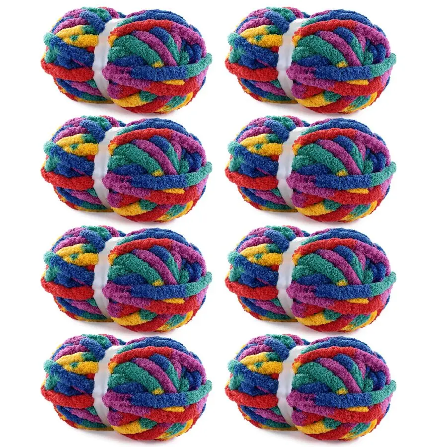 

Супертолстая гигантская пряжа для вязания крючком и спицами, большая мягкая пушистая разноцветная толстая пряжа из синели, плюшевая пряжа тай-дай