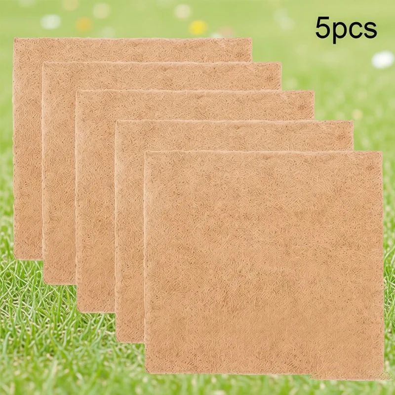 5Pcs Jute Fiber Grow Mat Hydroponic Grow Pads Felt Cloth Plant Propagation Pad For Agricultural & Horticultural Seeding Mats