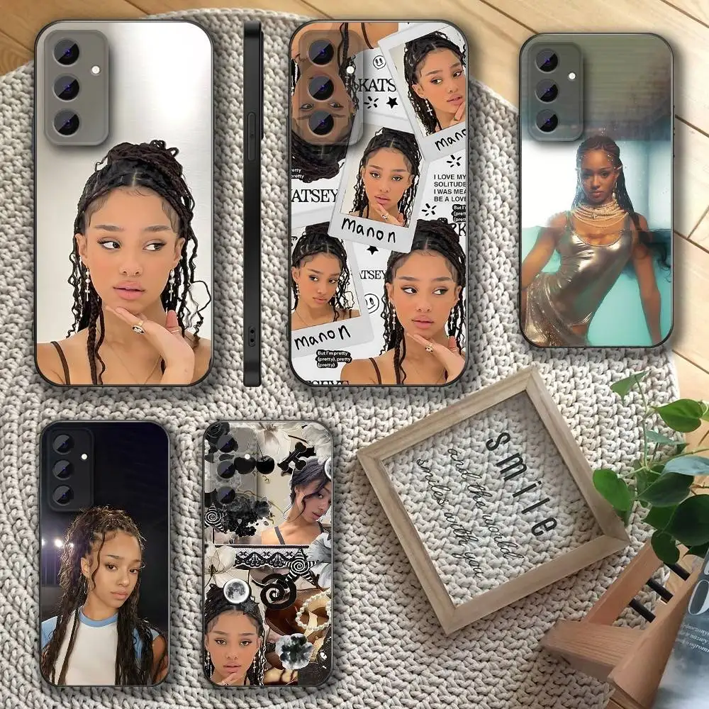 

K-KATSEYE Manon Phone Case For Samsung S 25,24,23,22,30,21,10,9,Ultra,Plus,Lite,FE,4,5 G Soft Black Case