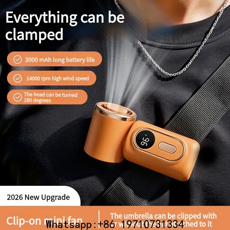 Portable Handheld Fan Mini Clip Fan Umbrella Holder Function Rotatable USB charging Compact Personal Cooling Fan Outdoor Camping