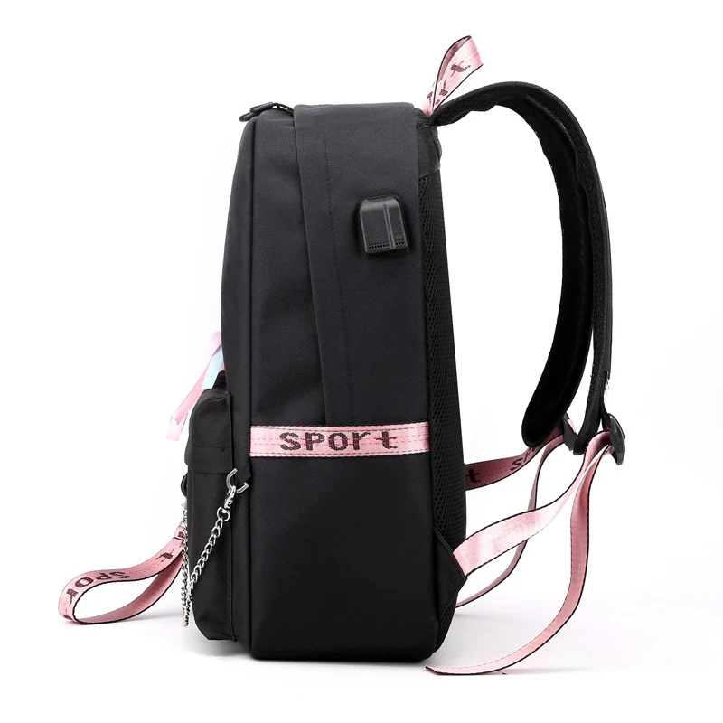 New Casual Women Backpack Large Capacity Student School Bags For Teenager USB Charging Laptop Travel Mochila With Ribbon Bolsa