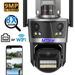 MTStar Multi Eye WiFi PTZ Camera 3 Images 9MP 8X Zoom Starlight Full Colour Tracking Alarm 360° Display Surveillance Cam ICSee