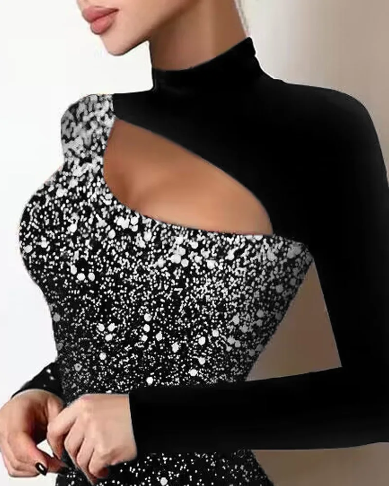 Gonna attillata con stampa poered patchwork scollata slim Dr stampata primaverile Street Sle a vita media lunga Sve ort Dr