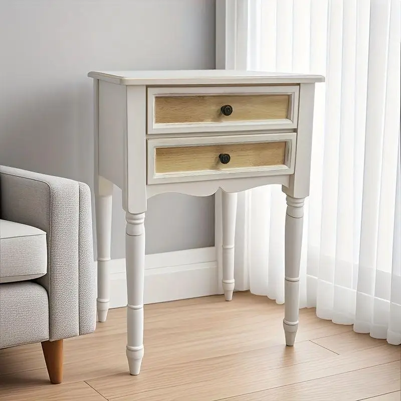 American old bedside table solid wood simple rural European bedroom fully equipped storage bedside cabinet locker retro