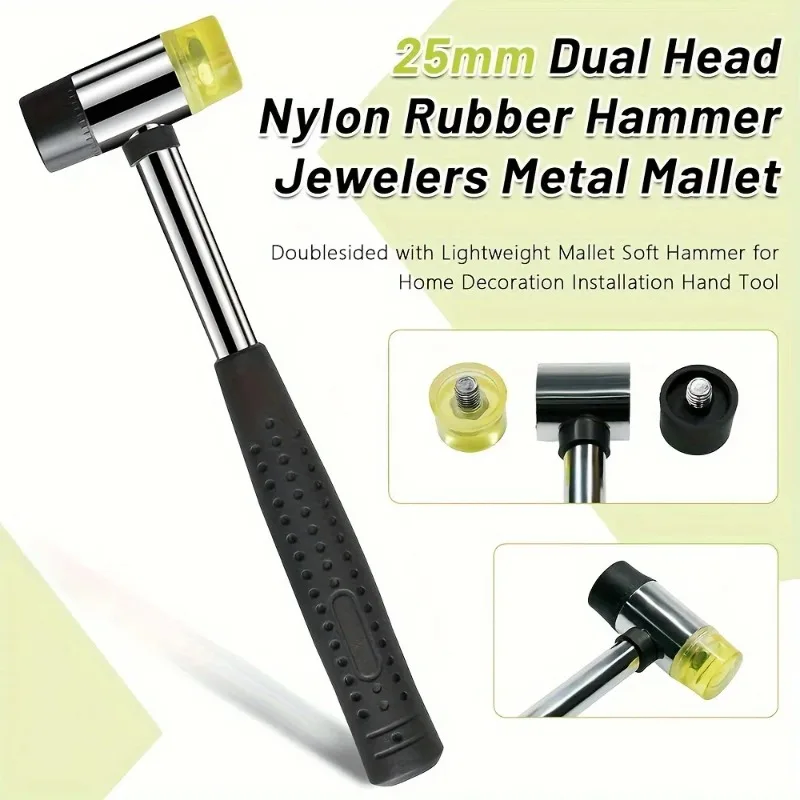 Dual Head Soft Rubber Mallet, Shock Resistant Install Hammer, Hand Tool for Floor Tiling, Jewelry Craft and Wood Working