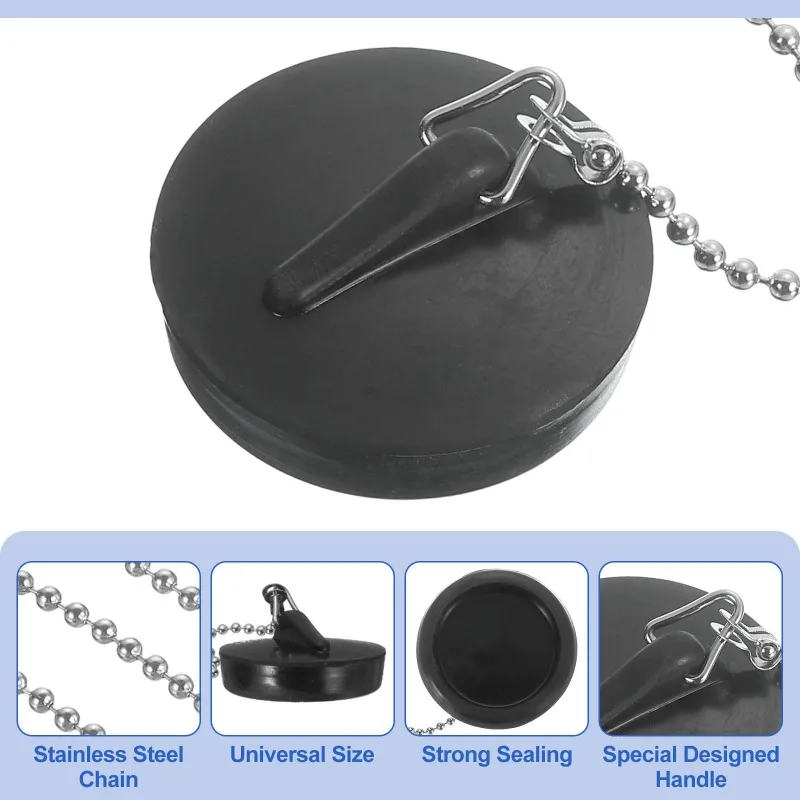 

For Bathtub Stopper Silicone Tub Drain Stopper/Plug/Cover with 40cm Stainless Steel Beaded Chain Shower Bath Drain Water Stopper