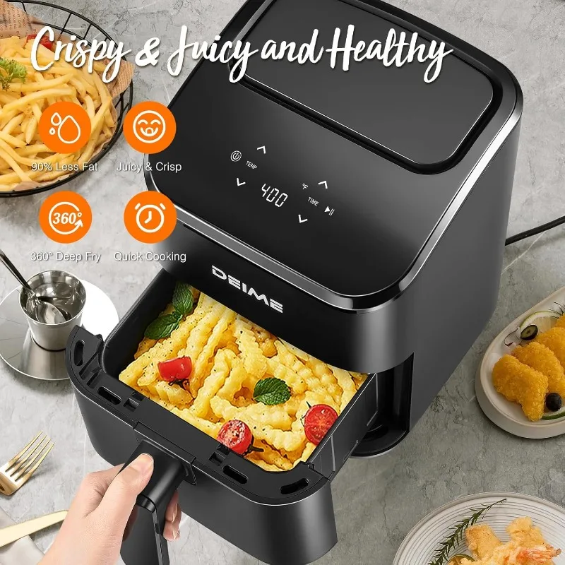 Airfryer 3 Qt, kleine Airfryer digitaal ruimtebesparend compact, bakken, opwarmen, braden voor snel, gemakkelijke maaltijden, mini compact, (zwart)