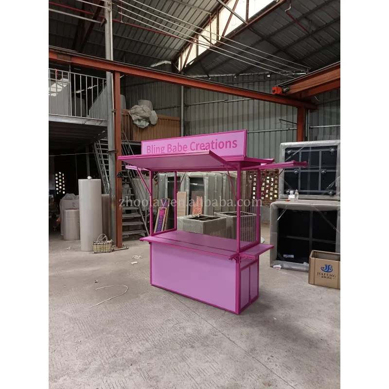 custom.Outdoor Stall Display Stand Market Shed Portable Foldable Selling Table Trade Show Stand Festival Events Shed Cart With