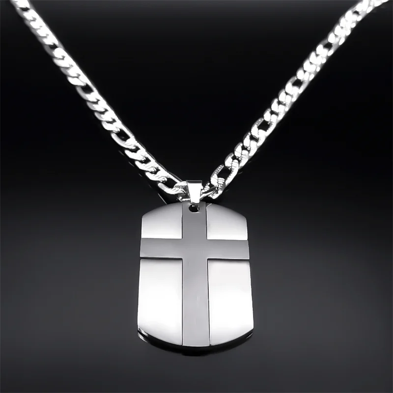 Personalized Bible Cross Dog Tag Men Necklace Stainless Steel Christian Bible Prayer Necklaces Jewelry Boyfriend Gifts N7420S05