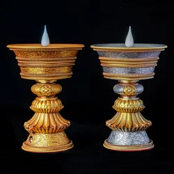 Tibetan Candlestick Rechargeable Electronic Oil Lamp Home Decoration Led Candlestick Exquisite Classical Buddhism Zen Household