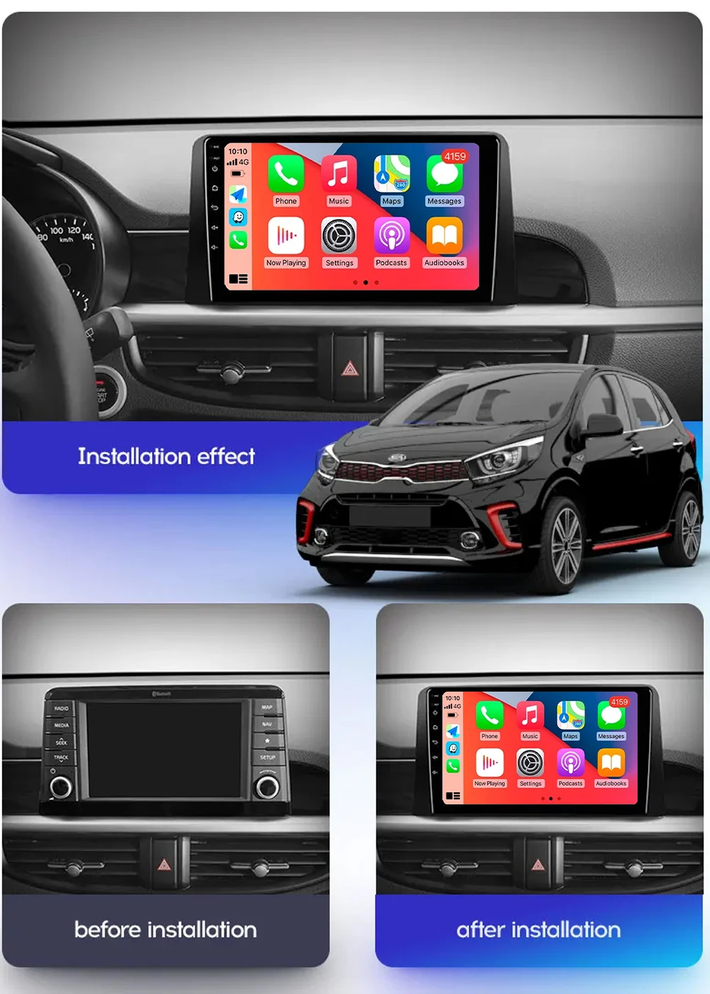 For KIA Morning 3 Picanto 2016 2017 2018 2019 2020 9 Inch Car Multimedia Player Android 14 Car Stereo Car Radio GPS Carplay Auto