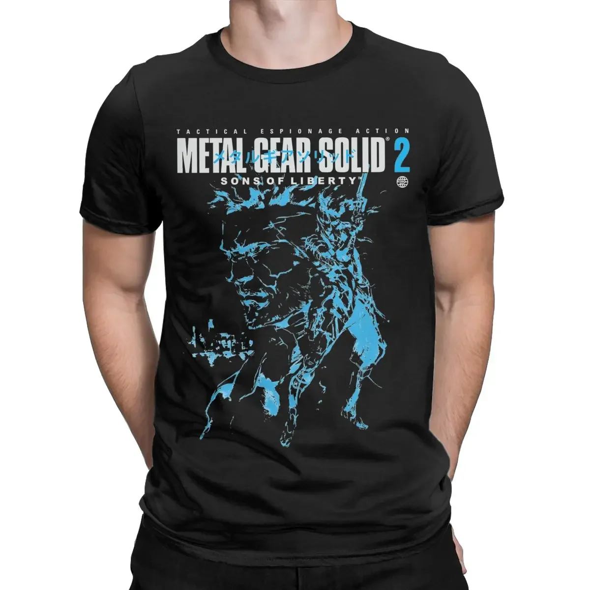 Hipster MGS2 Snake And Raiden Gear Solid T-Shirt Men Crew Neck Pure Cotton T Shirts Short Sleeve Tees Unique Clothes