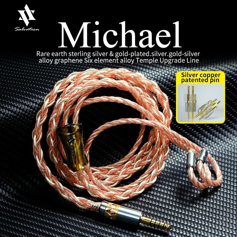 

Hakugei Michael переключаемый штифт DIY редкоземельный чистый серебряный позолоченный шестиэлементный сплав храм обновленная линия HIFI музыкальный кабель