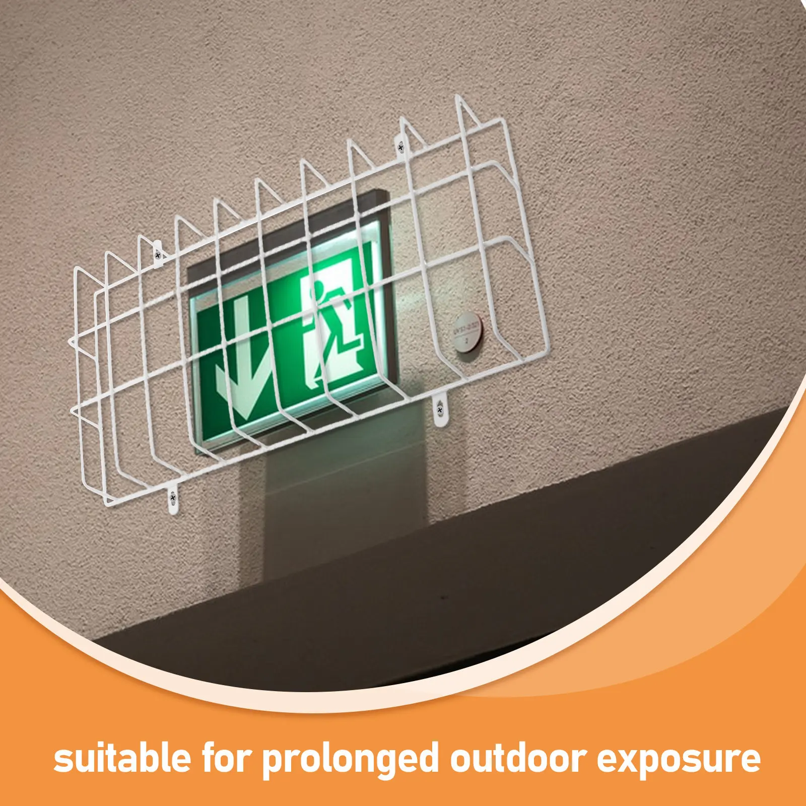 4Pcs Emergency Light Protective Cage Uv Resistant Metal Wire Guard Rectangular Exit Sign Cover Wall Mounted Emergency Exit Sign