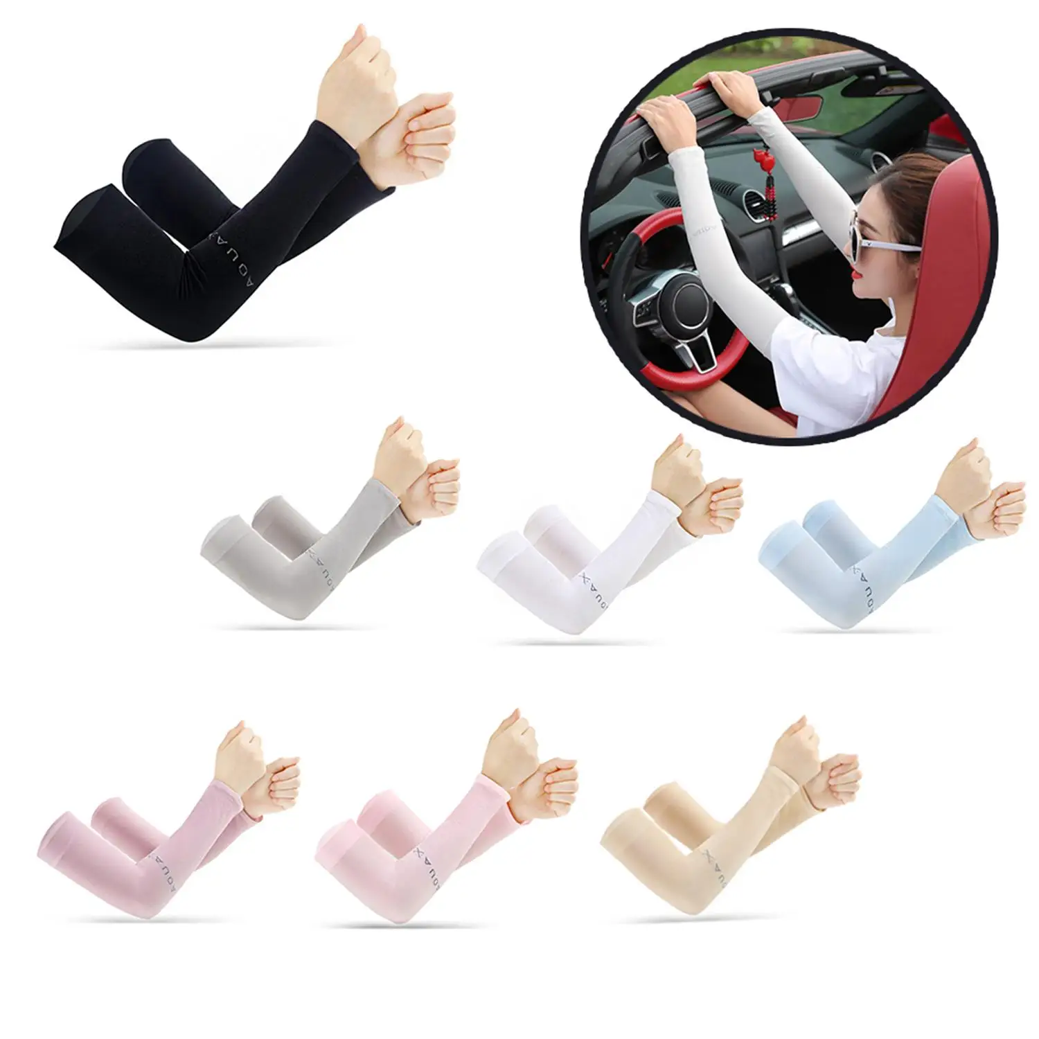 Ice Silk Arm Cover Arm Sleeves Woman Grey Summer Cycling Cooling Running Outdoor Sport Sunshade UV Protection Men Sleeve Arm