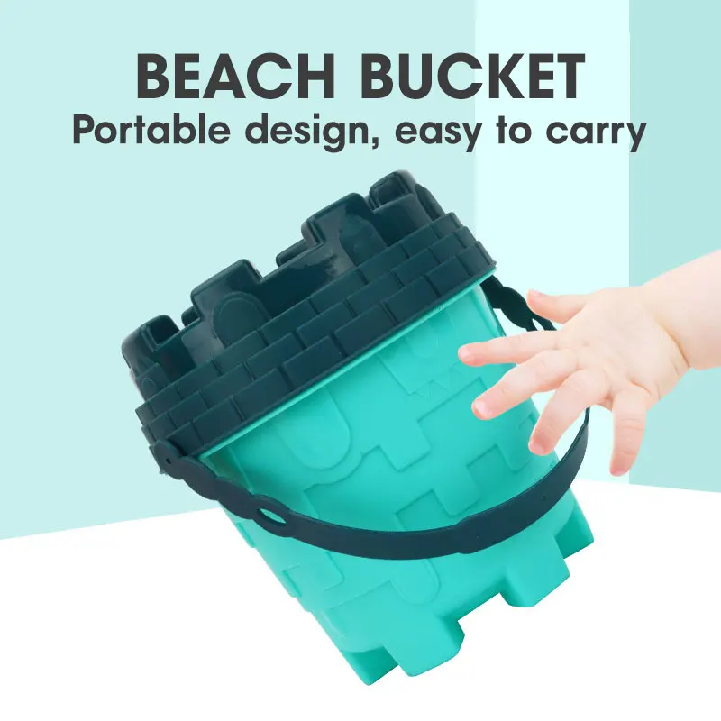 Beach Sand Toys Play Set for Kids with Bucket Watering Can Shovel Rake Sand Molds Outdoor Pool Toys Summer Digging Sand Game