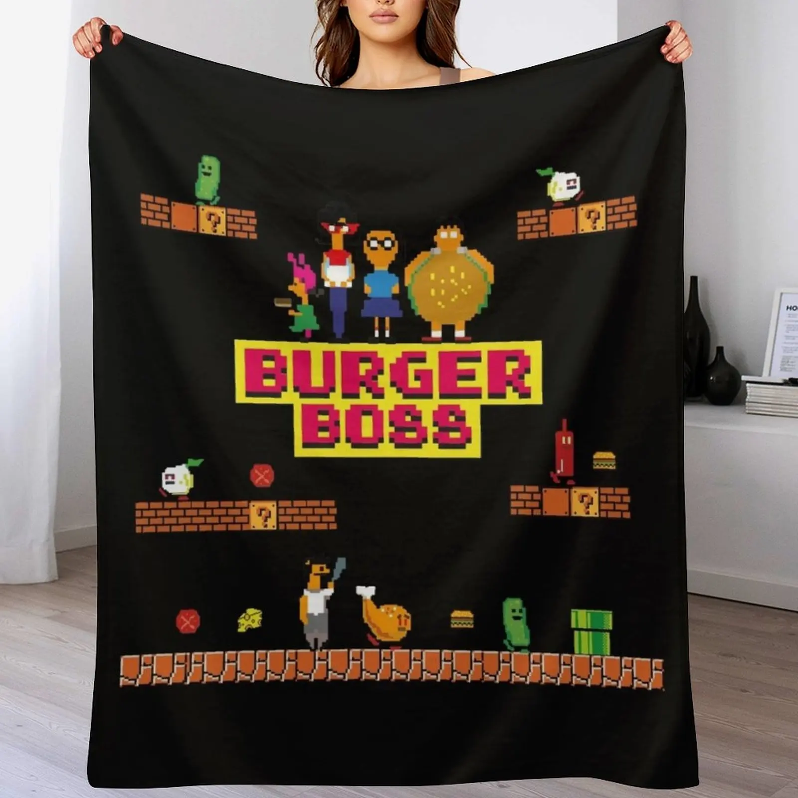 

Burger Boss pixel art Throw Blanket Softest Warm halloween Single Blankets