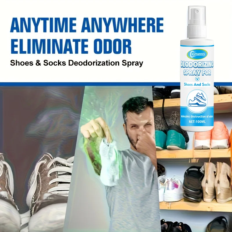 100ml shoe deodorizing spray, a freshener for athletic shoes, suitable for all types of footwear; long-lasting fragrance, fast e