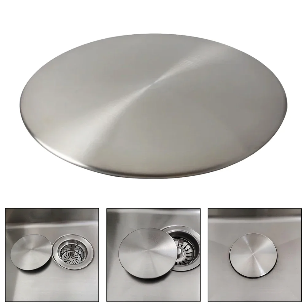 Sink Drainer Cover 110mm/140mm Stainless Steel Kitchen Sink Drainer Seal Cover Stopper Practical Sink Accessories