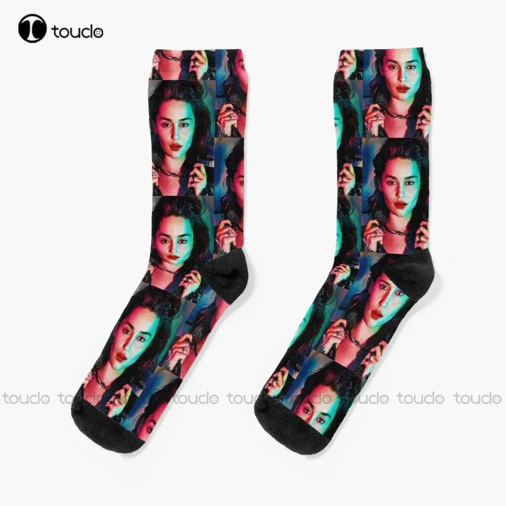 Emilia Clarke - Poster kaus kaki Kawaii kustom uniseks dewasa remaja kaus kaki muda 360 ° Digital Printing Streetwear