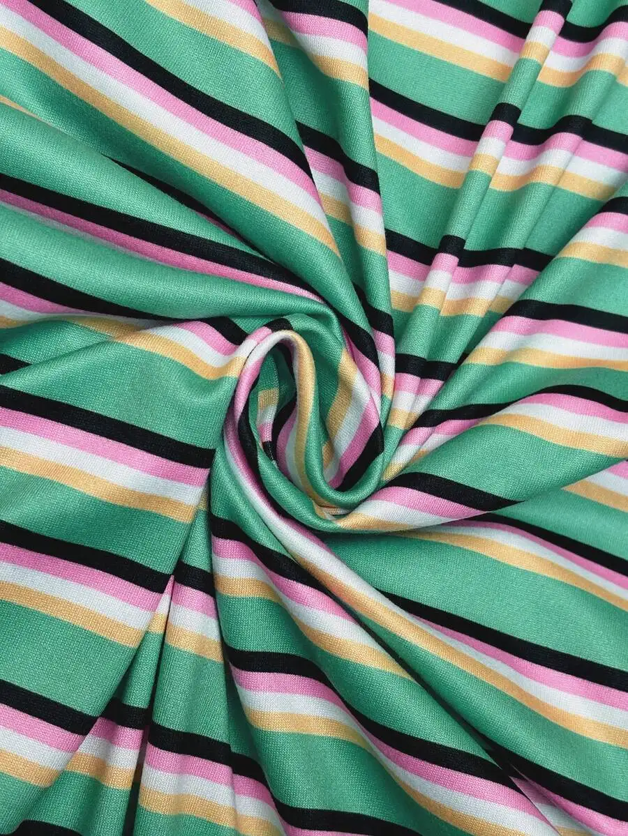 

Womens Casual Striped Short Sleeve Midi Dress Mint Green Summer Beach Vacation Outfit