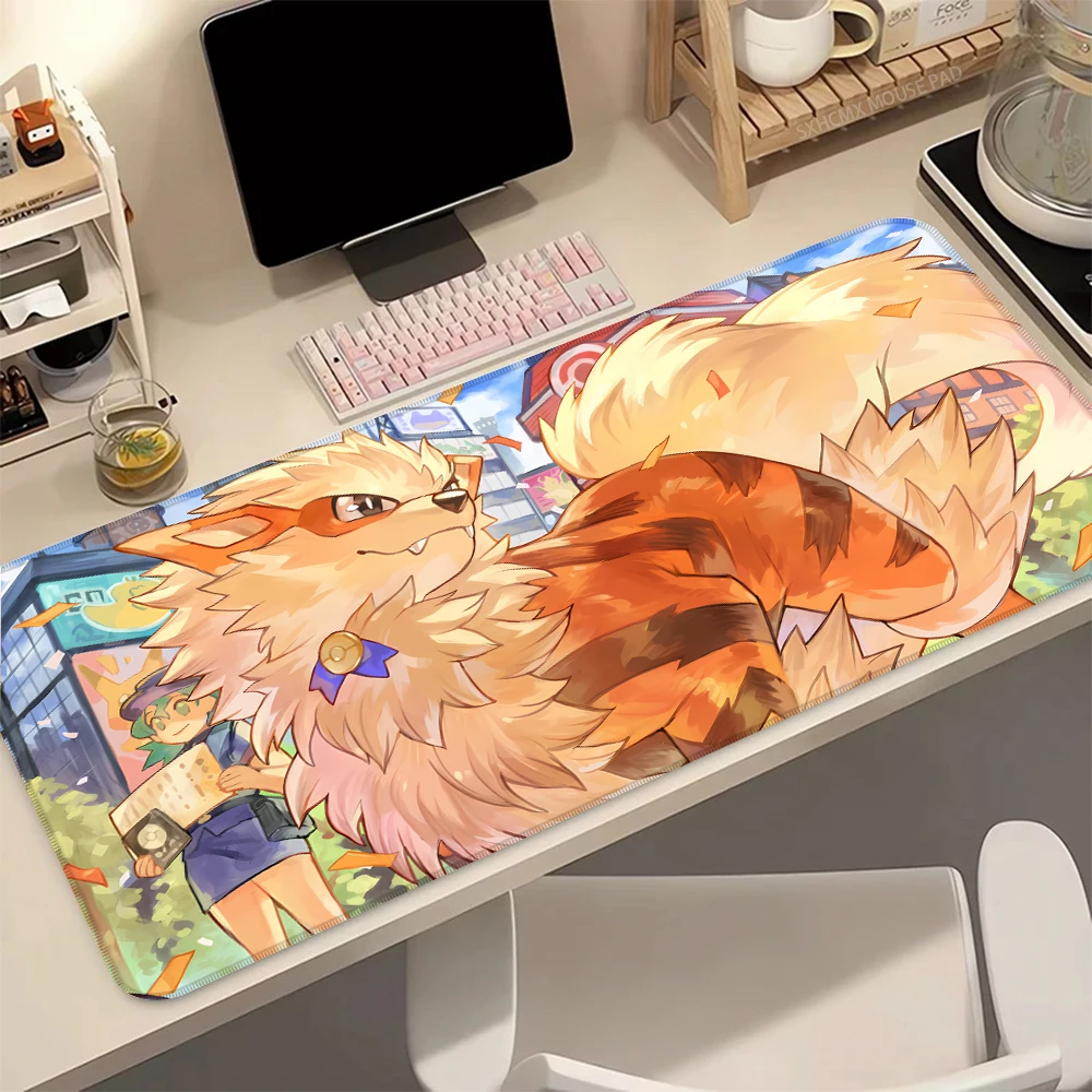 Cute Cartoon Mouse Pad Kawaii Anime P-Pokemon Arcanine Desk Mat Soft Smooth Table Pad for Office Laptop Computer for Desktop view 5