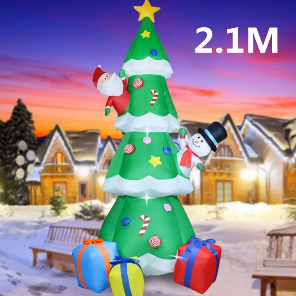 2.1M/7FT Christmas Tree Inflatable Decoration Toys Snowman Santa Claus Model With LED Lights Outdoor Festival Party Xmas Decor