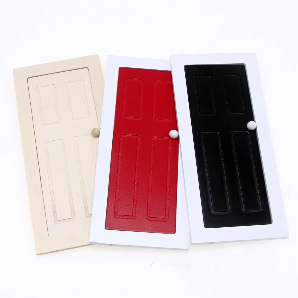 1:12 Dollhouse Miniature Wooden Doors, 4-Panel Solid Color Square Doors for Micro Scene Furniture Mode
