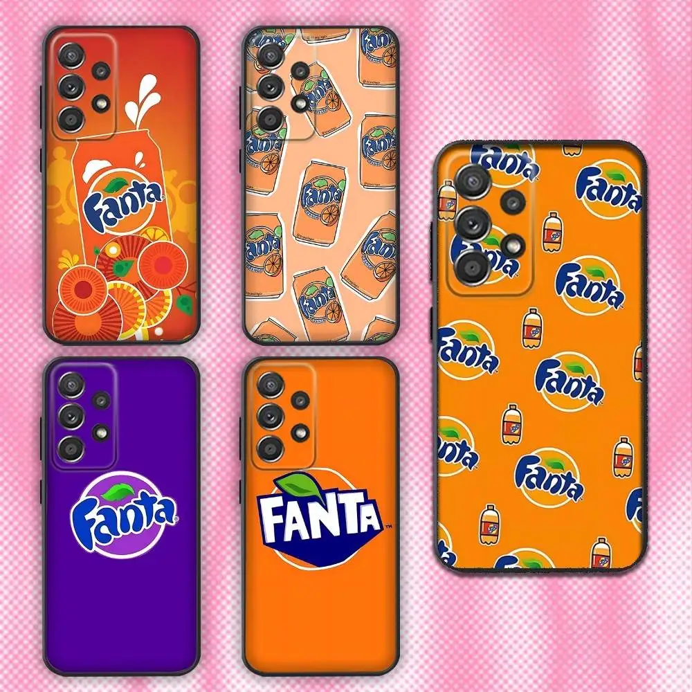 F-Fantas bebidas uva naranja funda de teléfono para Samsung Galaxy A13, A21s, A22, A31, A32, A52, A53, A71, A80, carcasa negra suave