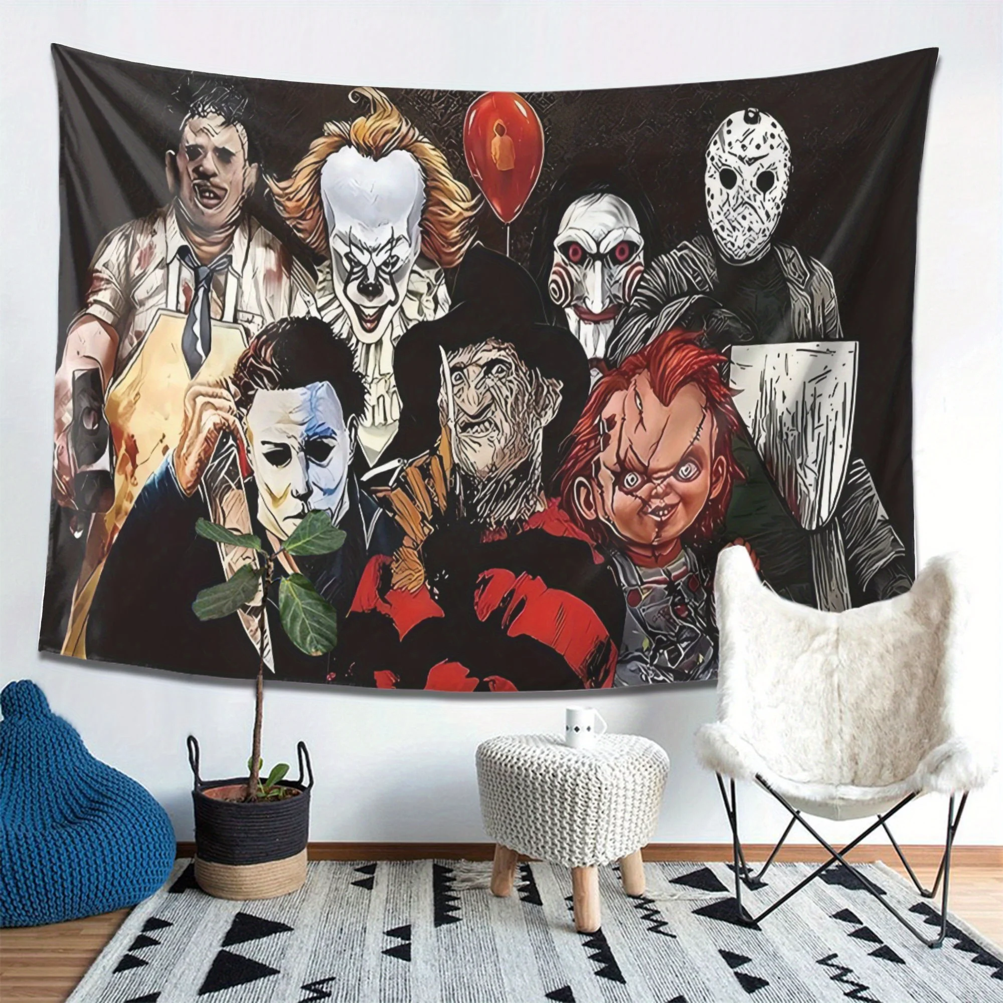 هالوين نسيج الجدار الشنق شخصيات الرعب مخيف الجدار الشنق غرفة الديكور عناصر مخدر جدار السجاد جدار النسيج #1