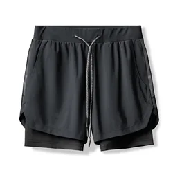 New Camo Running Shorts Men 2 In 1 Double-deck Quick Dry GYM Sport Shorts Fitness Jogging Workout Shorts Men Sports Short Pants