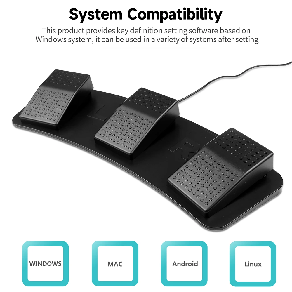 FS23-PM USB Triple Foot Switch Multifunctional Customized Foot Pedal Mechanical Switch for Image Acquisition Song Game Control