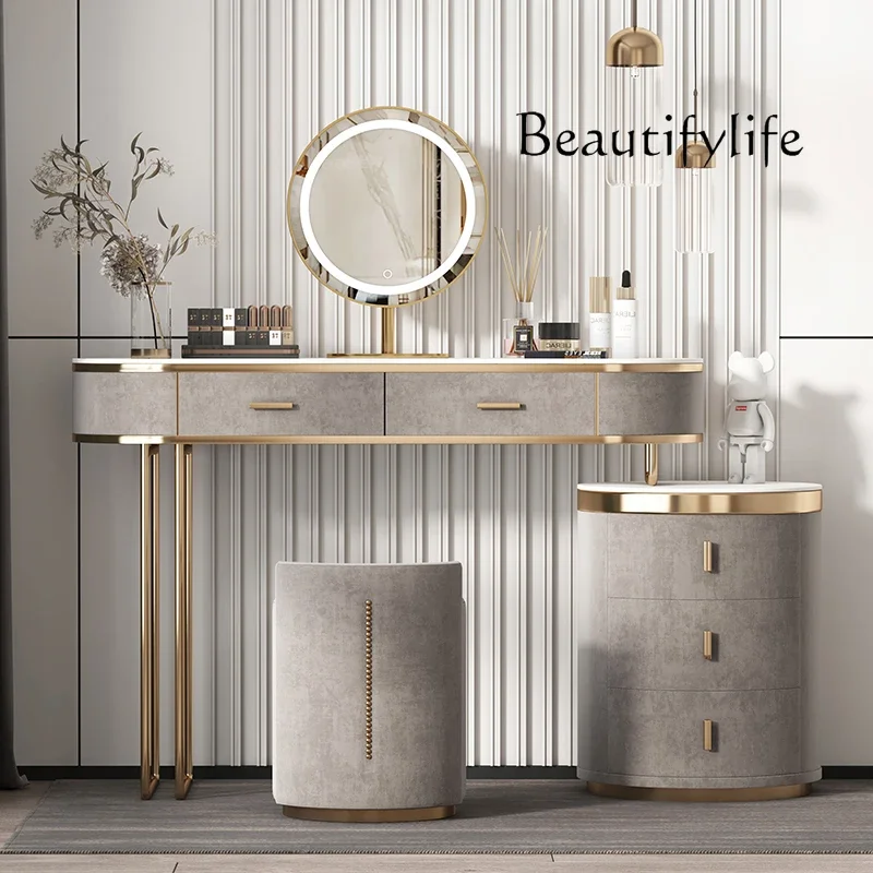 vV Nordic cream wind rock slab dresser main modern simple solid wood storage cabinet integrated makeup table