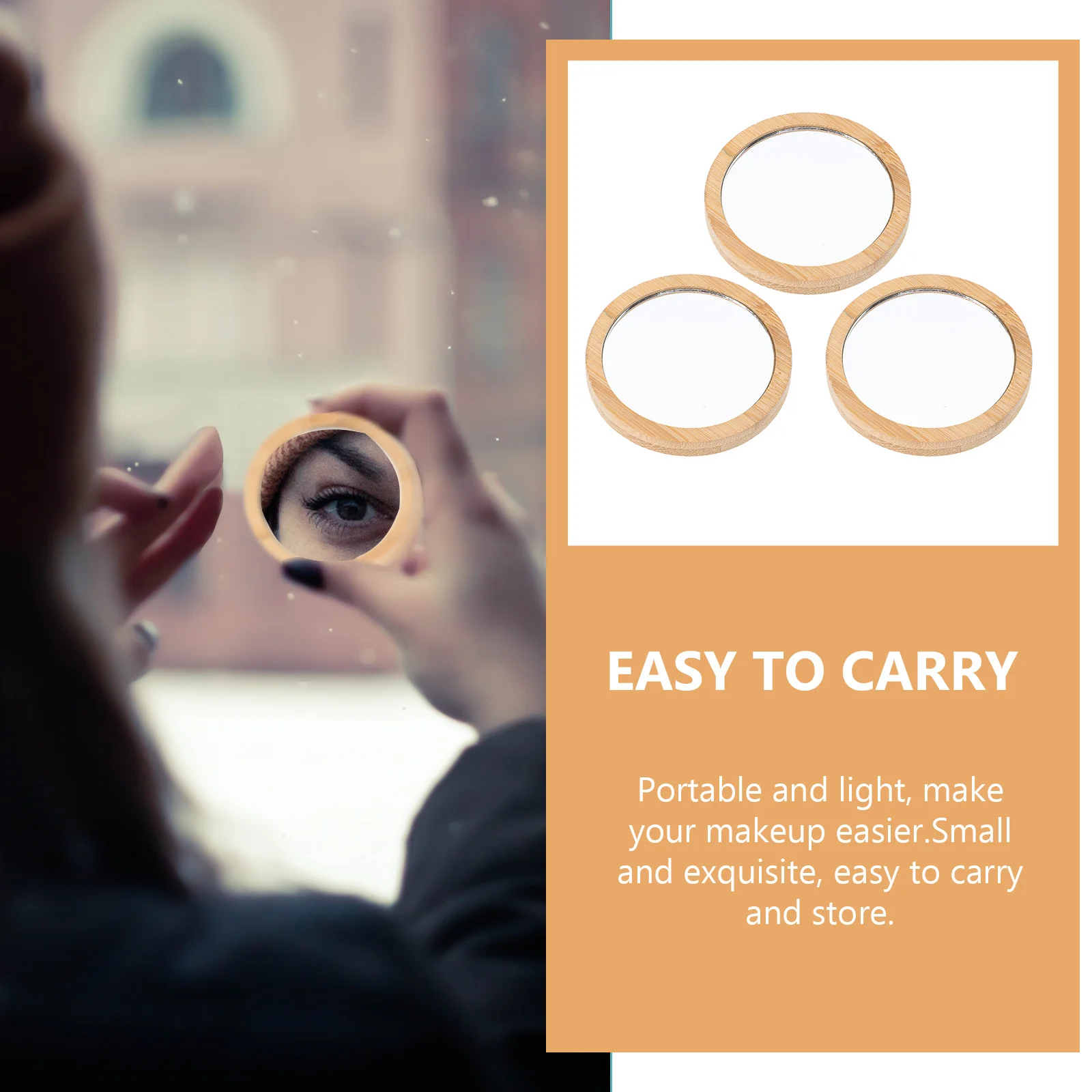 3Pcs Small Round Compact Makeup Mirrors Portable Travel Mini Pocket Mirror Women Mirror Assorted Color