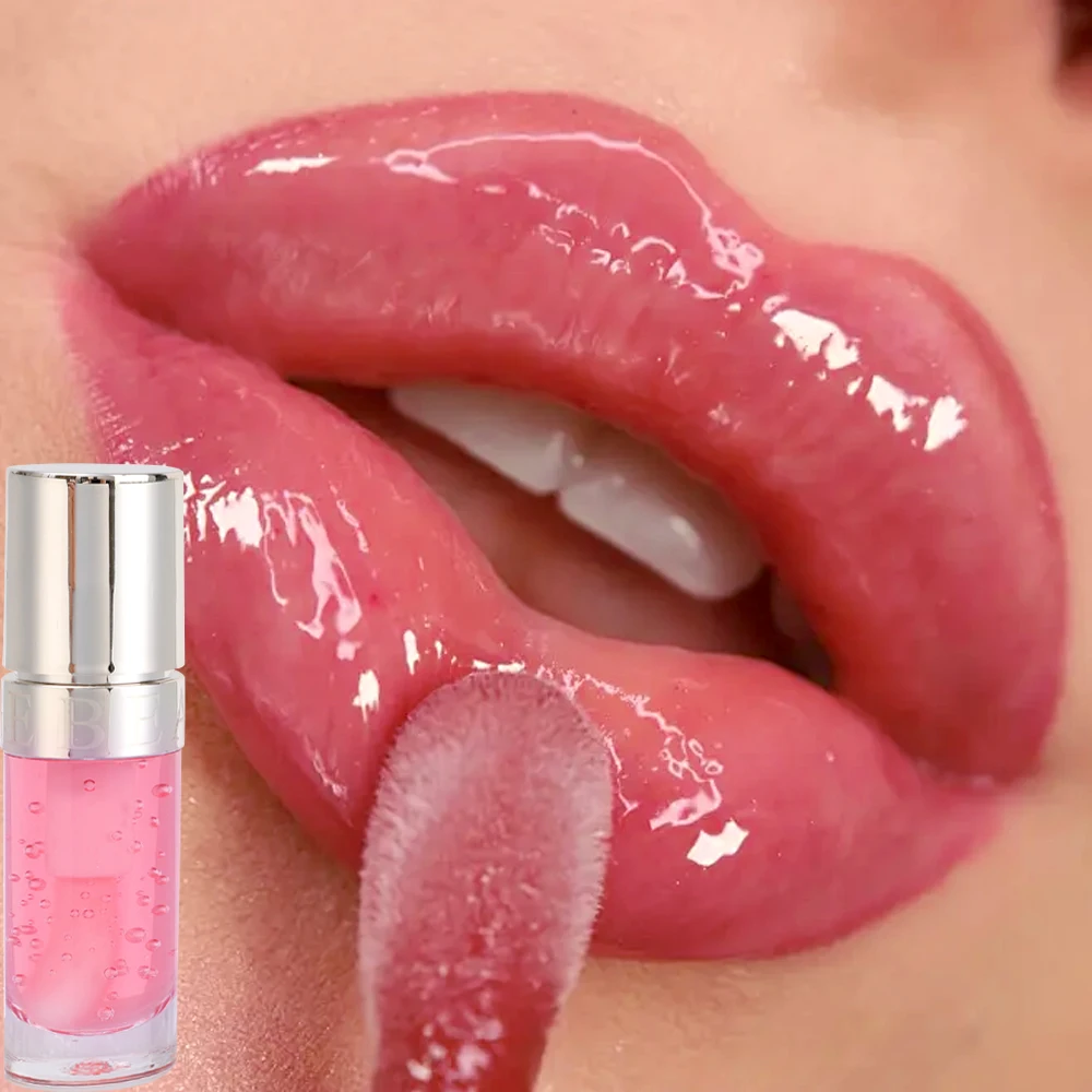 Geléia Violeta Óleo Hidratante Lip, Transparente Lip Plumper, Escova Grande, Crystal Peach Lipgloss, Batom Líquido Hidratante, Maquiagem Lábios