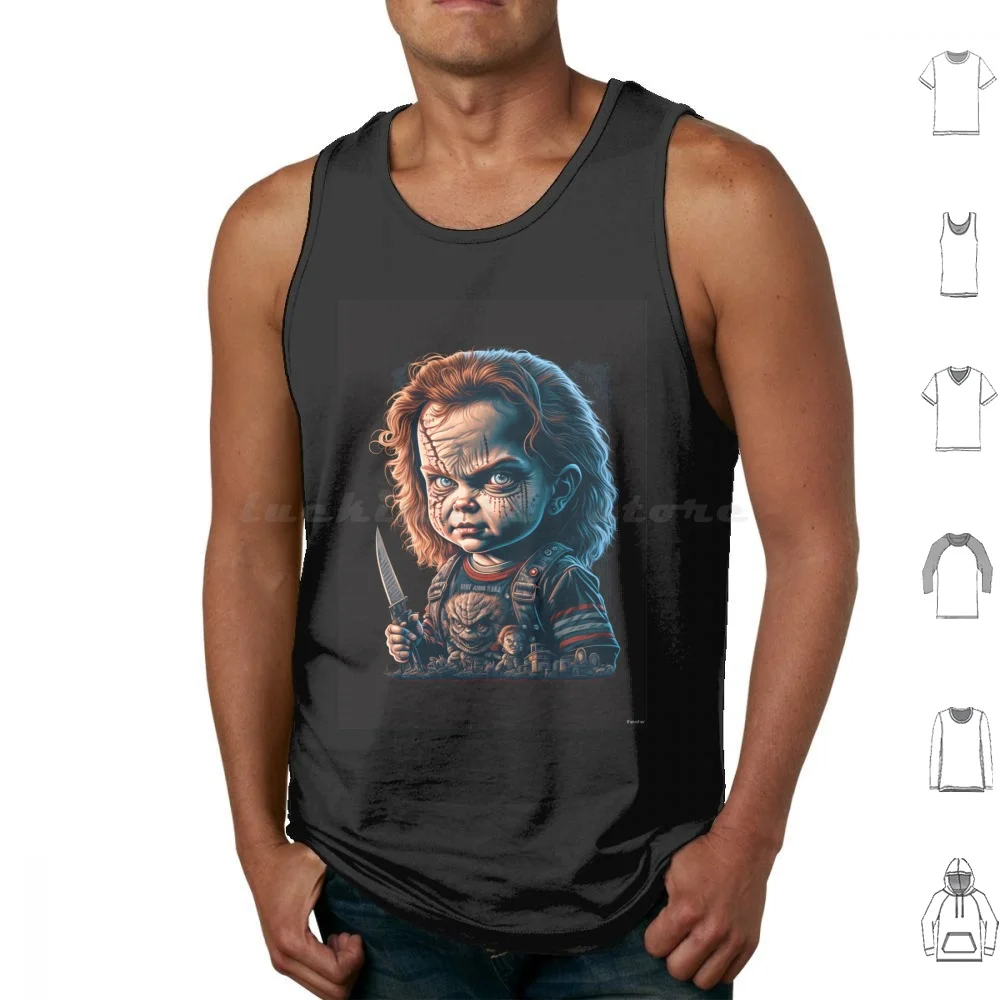 Chucky Poster Tank Tops Print Cotton Chucky Childs Play Movie Horror Halloween Scary Creepy Comic Book Jason Killer Doll