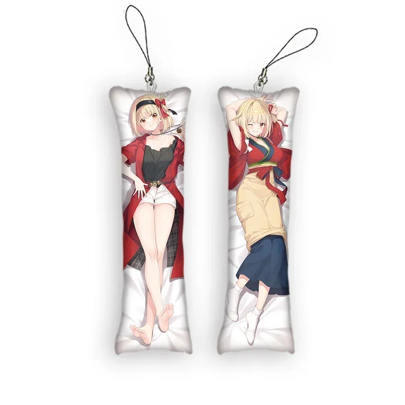 

New Pattern Dakimakura Keychain Chisato Nishikigi 6x18cm Mini Anime Cartoon Body Pillow Hanging Ornament Key Chain Cute