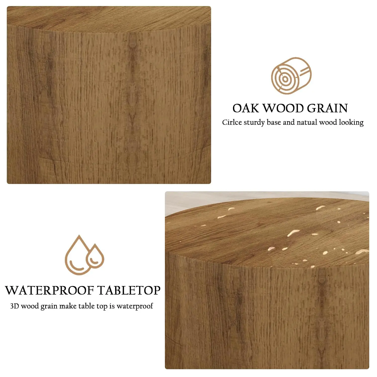 Nesting Coffee Table Set Of 3, Round Wooden Coffee Tables, Modern Circle Table For Living Room, Bedroom, Accent Side Table